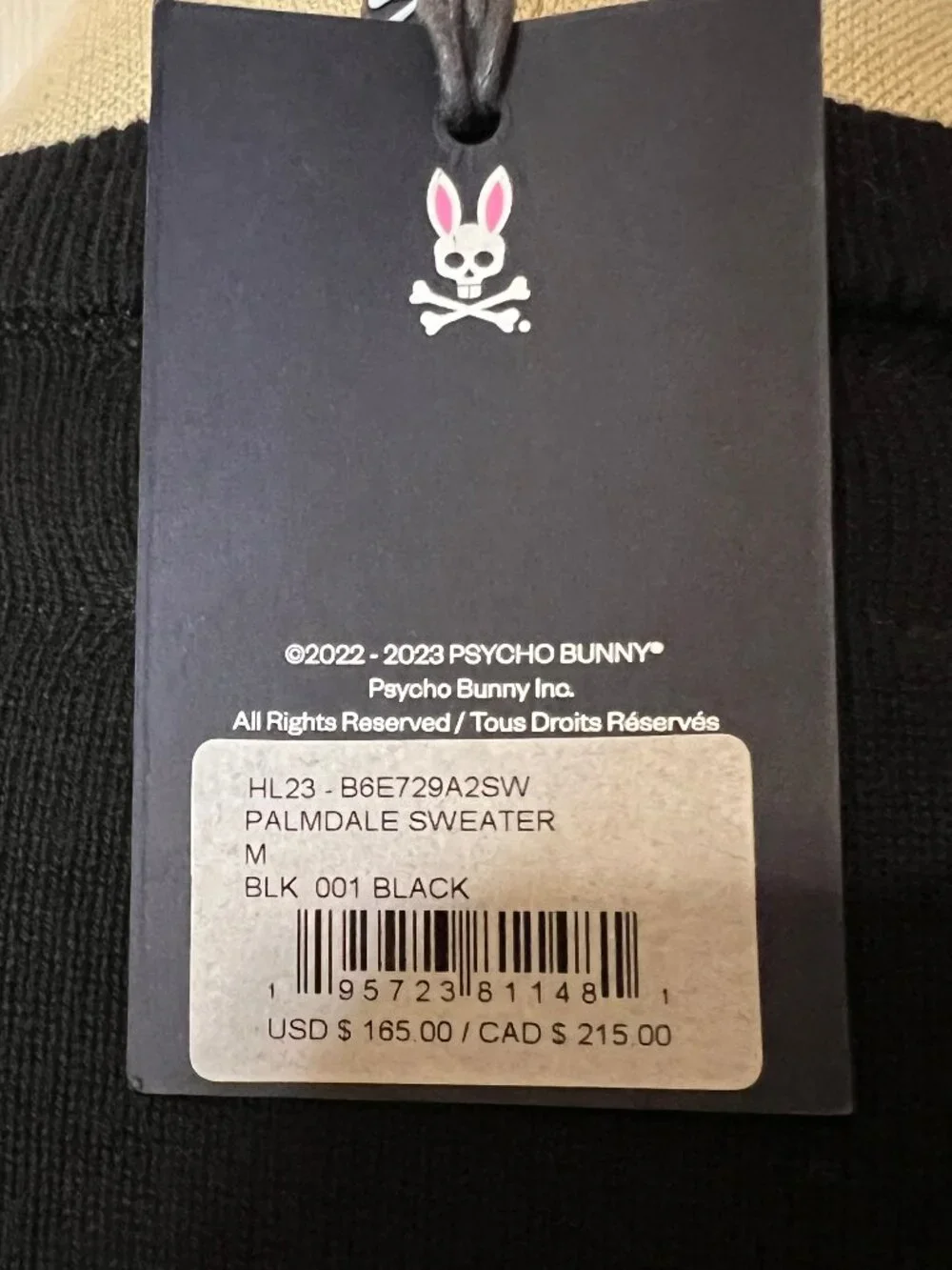 $165 NWT Men's Psycho Bunny Palmdale Crew Neck Sweater Black & Green Size MEDIUM